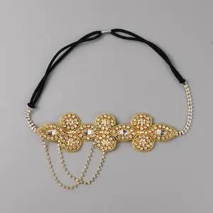 Pearl Rhinestone Beaded Elastic Headband