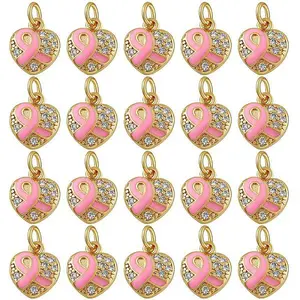 20Pcs Brass Micro Pave Clear Cubic Zirconia Charms