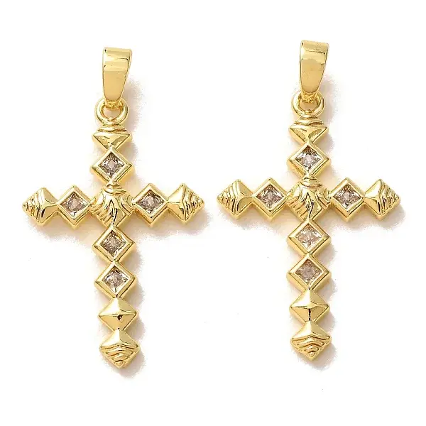 Brass Micro Pave Clear Cubic Zirconia Pendants