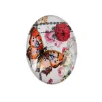 Butterfly Printed Glass Oval Cabochons