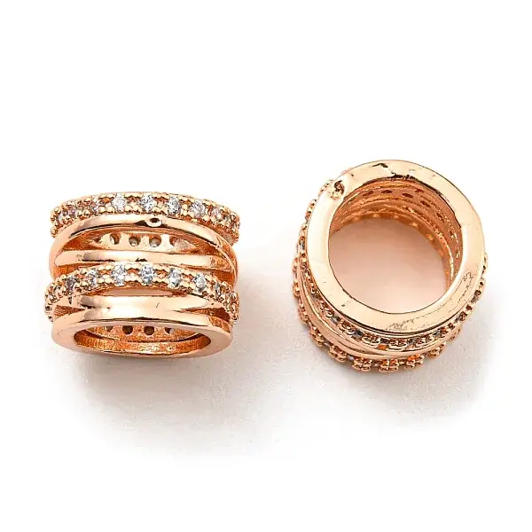 Rack Plating Brass Micro Pave Cubic Zirconia European Beads
