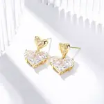 Rack Plating Heart Brass Micro Pave Clear Cubic Zirconia Dangle Stud Earrings