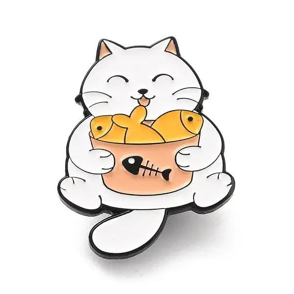 Cat with Fish Enamel Pin