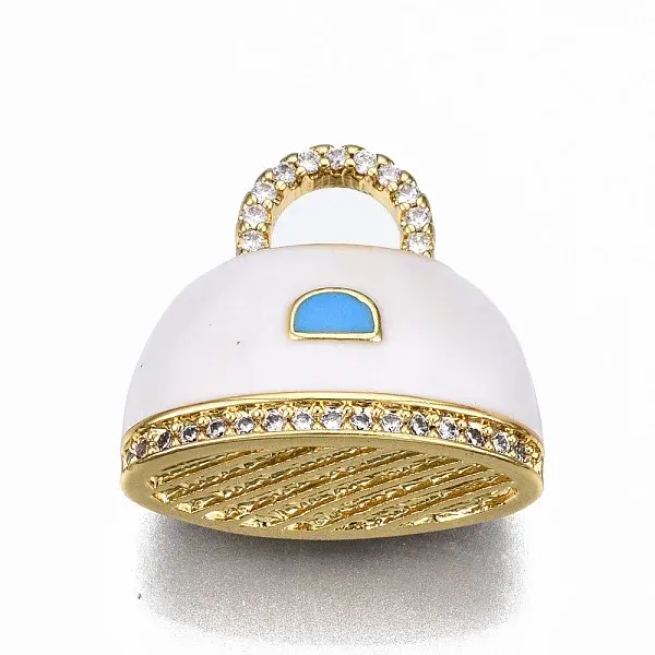 Brass Micro Pave Cubic Zirconia Enamel Pendants