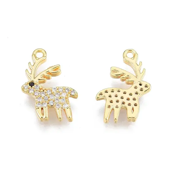 Brass Pave Clear Cubic Zirconia Charms