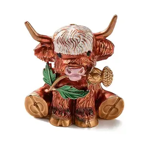 Highland Cow with Rose Flower Enamel Pins