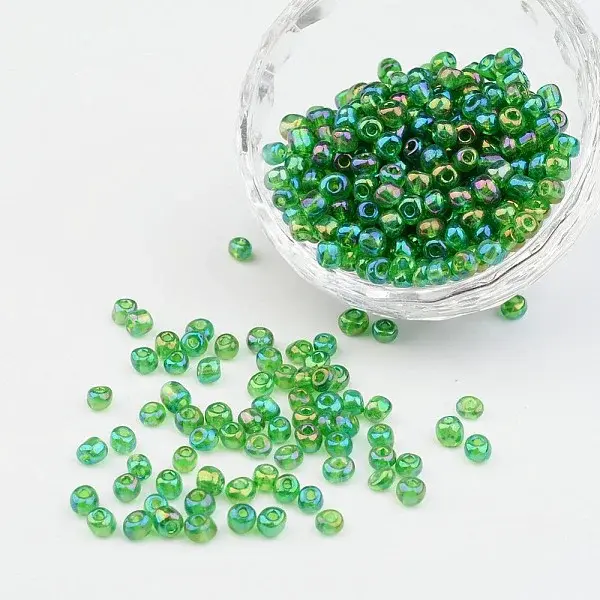 Transparent Rainbow Colours Round Glass Seed Beads