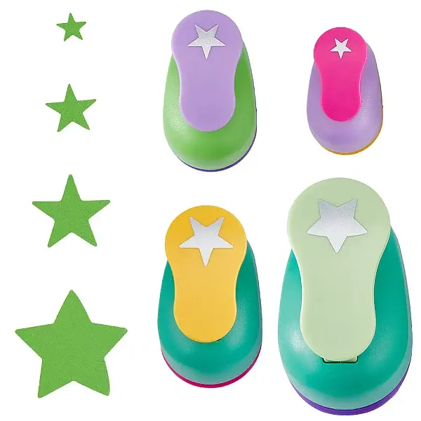 4Pcs 4 Styles Star ABS Plastic & Alloy Craft Punch for Kids Cutting Craft
