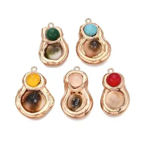 Natural Sea Shell & Dyed Agate Pendants