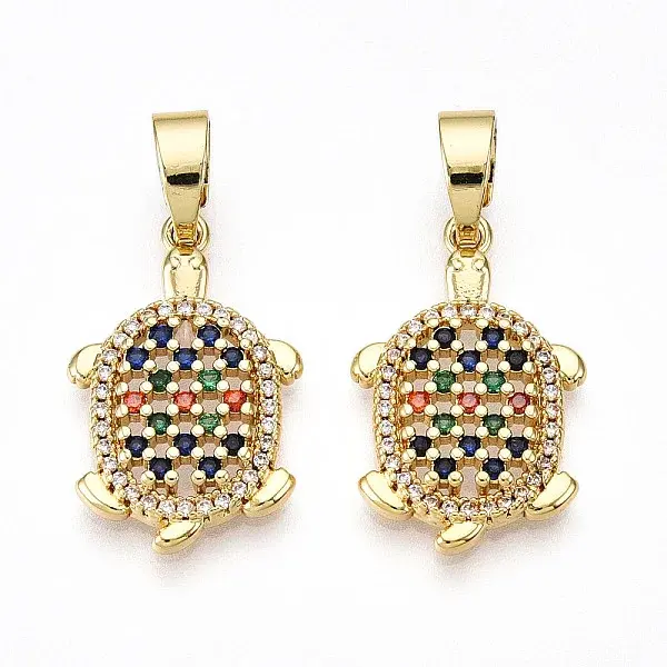 Brass Micro Pave Cubic Zirconia Pendants