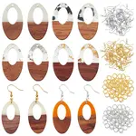 DIY 6 Pairs Oval Resin & Walnut Wood Earring Makings