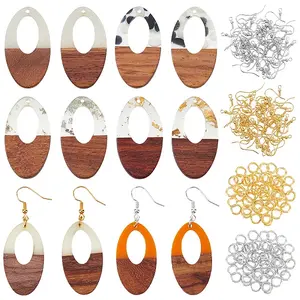 DIY 6 Pairs Oval Resin & Walnut Wood Earring Makings