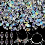 220Pcs Electroplate Transparent Glass Faceted Teardrop Beads