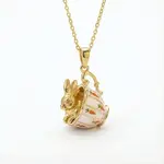 Brass Enamel Cup with Rabbit Fox Pendant Cable Chain Necklaces for Women
