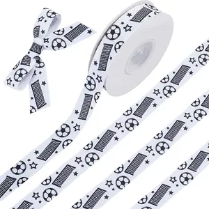 25 Yards Sport Ball Theme Printed Polyester Grosgrain Ribbon