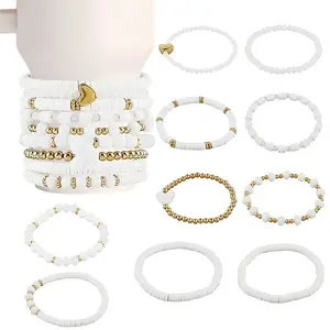 10Pcs 2 Styles Polymer Clay & Crystal Beads Cup Chain