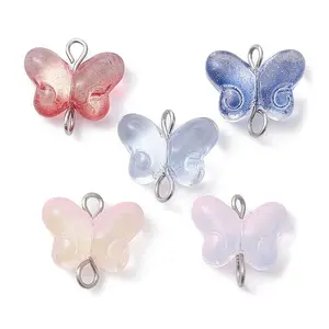 Transparent Baking Paint Glass Connector Charms