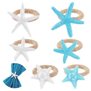 6Pcs 6 Styles Jute Napkin Rings