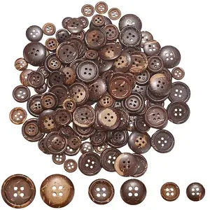 150Pcs 3 Styles 4-Hole Coconut Buttons