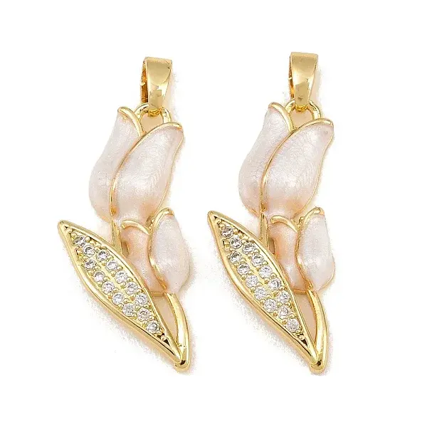 Brass Micro Pave Clear Cubic Zirconia Pendants