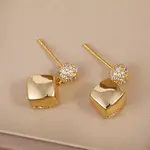 Elegant Brass Pave Clear Cubic Zirconia Stud Earrings