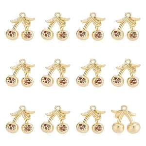 12Pcs Brass Micro Pave Chocolate Cubic Zirconia Charms