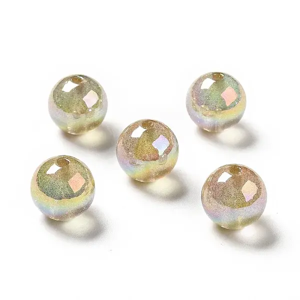 UV Plating Transparent Rainbow Iridescent Acrylic Beads