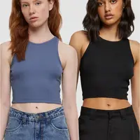 Dámský Cropped Rib Top - 2 Pack modrý+černý