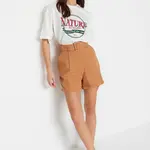 Trendyol Tkané Gabardénové Šortky s Kamelovým Páskem