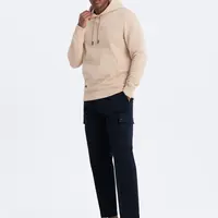 Ombre BASIC men's cotton sweatshirt kangaroo hoodie - beige