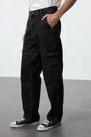 Trendyol Black 100% Cotton Baggy Fit Cargo Loose Jeans Trousers Jeans