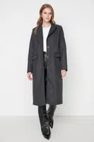 Trendyol Anthracite Button Zavřít Stamp Coat