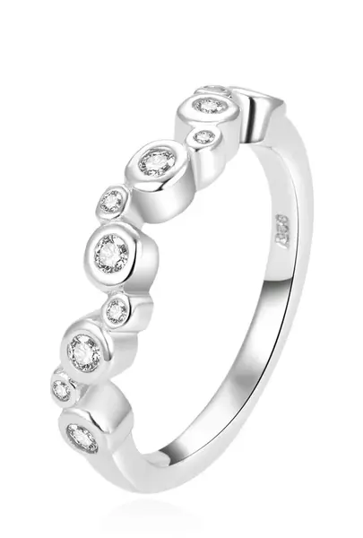 Beneto Moderné strieborný prsteň so zirkónmi AGG388 52 mm