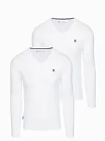 Ombre Set of 2x men's SLIM FIT longsleeve with logo and V-neck