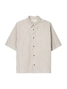 Bershka Košeľa  hnedá / biela
