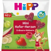 HIPP BIO Ovocno-obilná srdíčka Jahoda-Malina 40 g