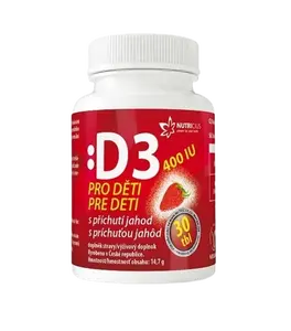 NUTRICIUS Vitamín D3 400IU pro děti - jahoda 30 tablet