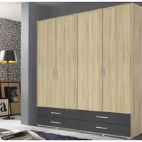Šatní skříň Rasant Extra, 168 cm, dub sonoma/šedá