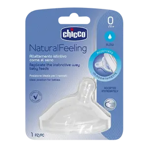 CHICCO Dudlík na láhev Natural Feeling silikon, pomalý průtok , 0m+