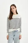 DEFACTO Regular Fit Soft Textured Crew Neck Striped Knitwear Sweater
