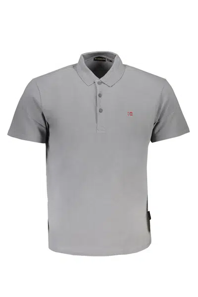 NAPAPIJRI MEN'S GRAY SHORT SLEEVED POLO SHIRT