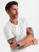 Ombre BASIC men's classic cotton T-shirt with a crew neckline - white
