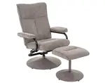 Relaxačné kreslo s taburetom Alfa, šedo-béžová látka%