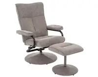 Relaxačné kreslo s taburetom Alfa, šedo-béžová látka%