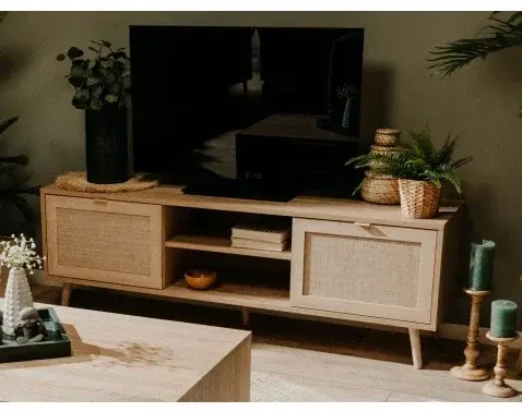 TV skrinka Bali, dub sonoma/výplet%