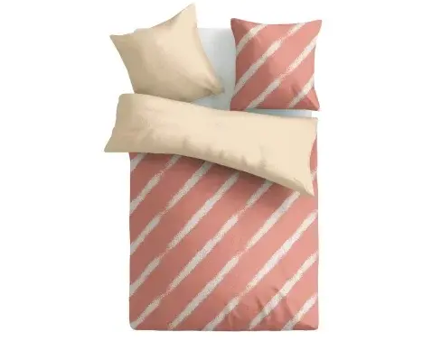 Obliečky Estella 200x200 cm, pruhované lososové,  renforcé%