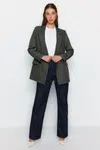 Trendyol Anthracite Lined Double Breasted Woven Blazer Jacket