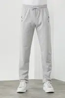 15740 Dewberry Zipper Pocket Embroidery Detailed Sweatpants-GREY