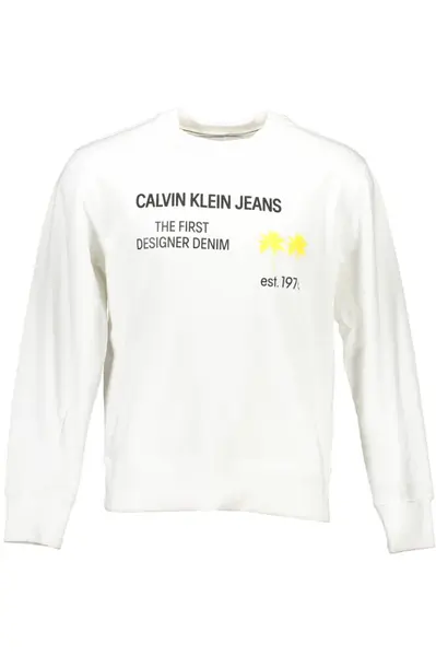 Bílá mikina Calvin Klein bez zipu
