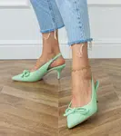 marka niezdefiniowana Green low-heeled pumps with a bow Berlona
